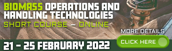 Biomass Operations and Hanbling Technologies Short Course - Online 21 - 25 February 2022 - Click here for more details